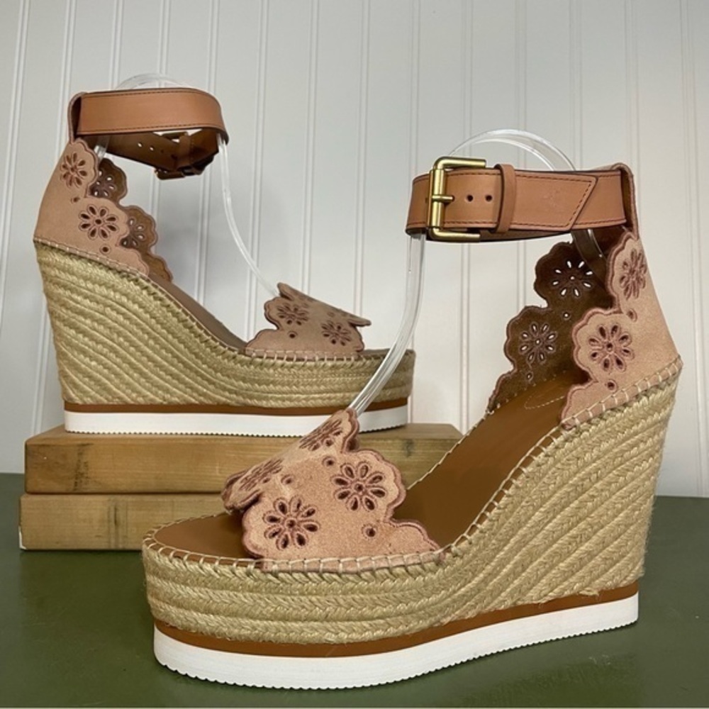 See By Chloe GLYN Espadrille Wedges in Antique Rose